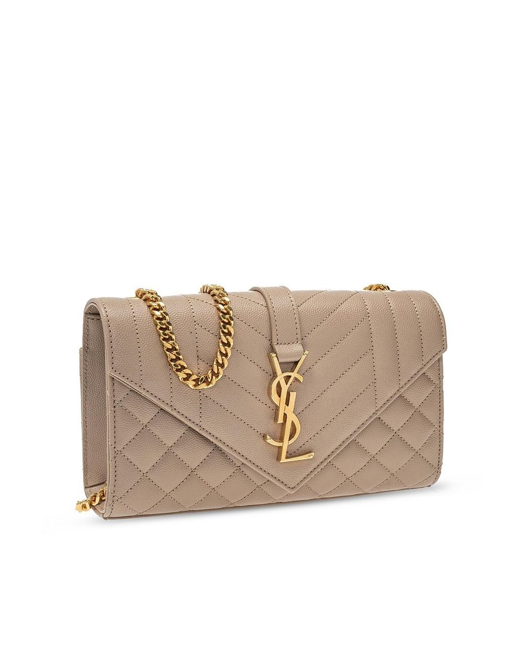 Saint Laurent Natural Small Envelope Quilted Crossbody Bag