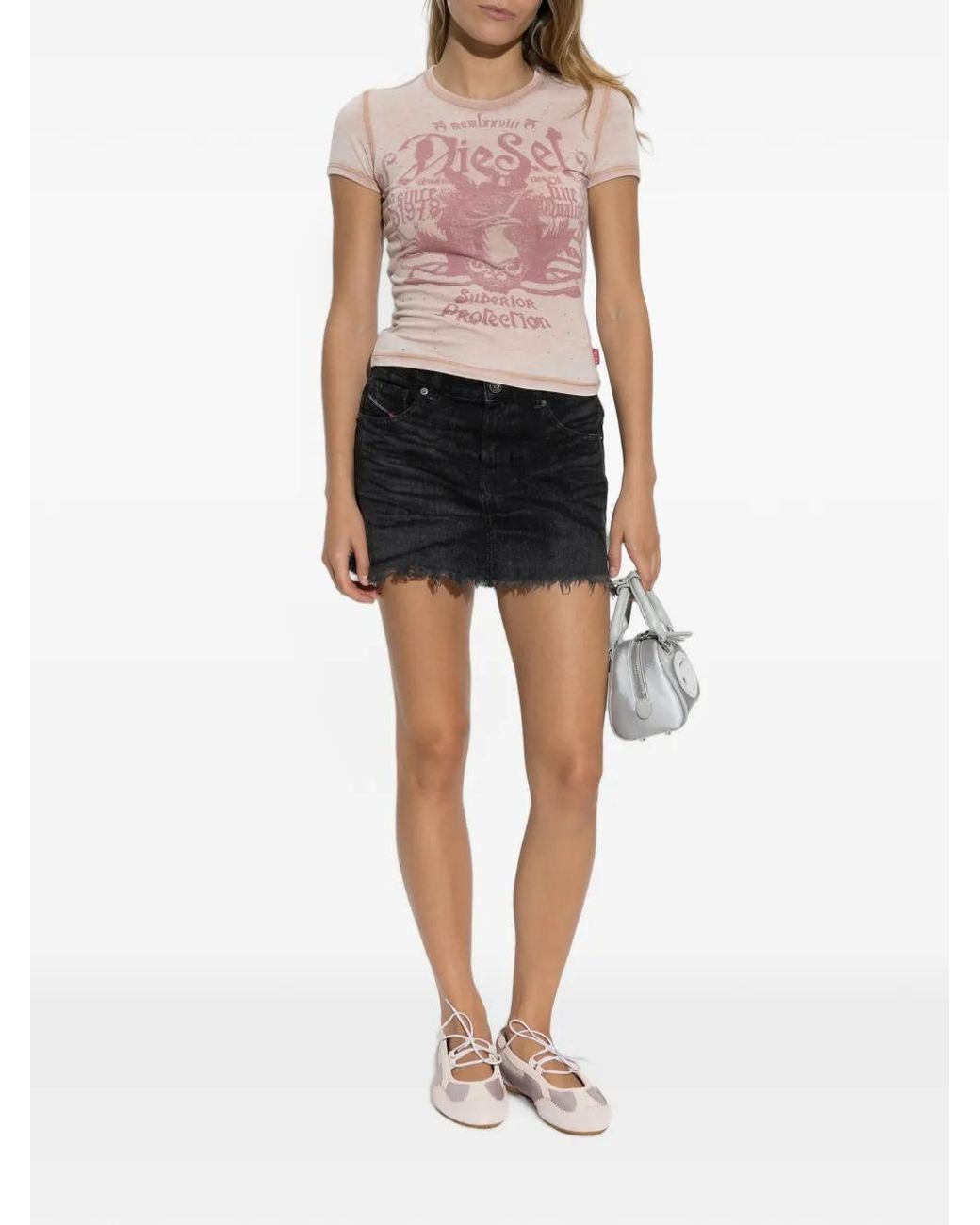 DIESEL Black De-Ron-S5 Frayed Mini Skirt