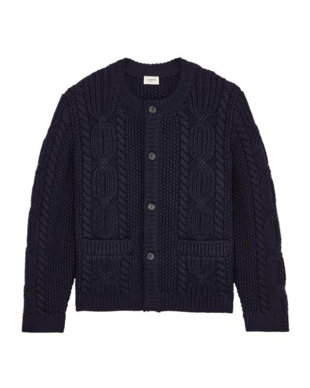 Saint Laurent Blue Cable-Knit Button-Fastening Cardigan for men
