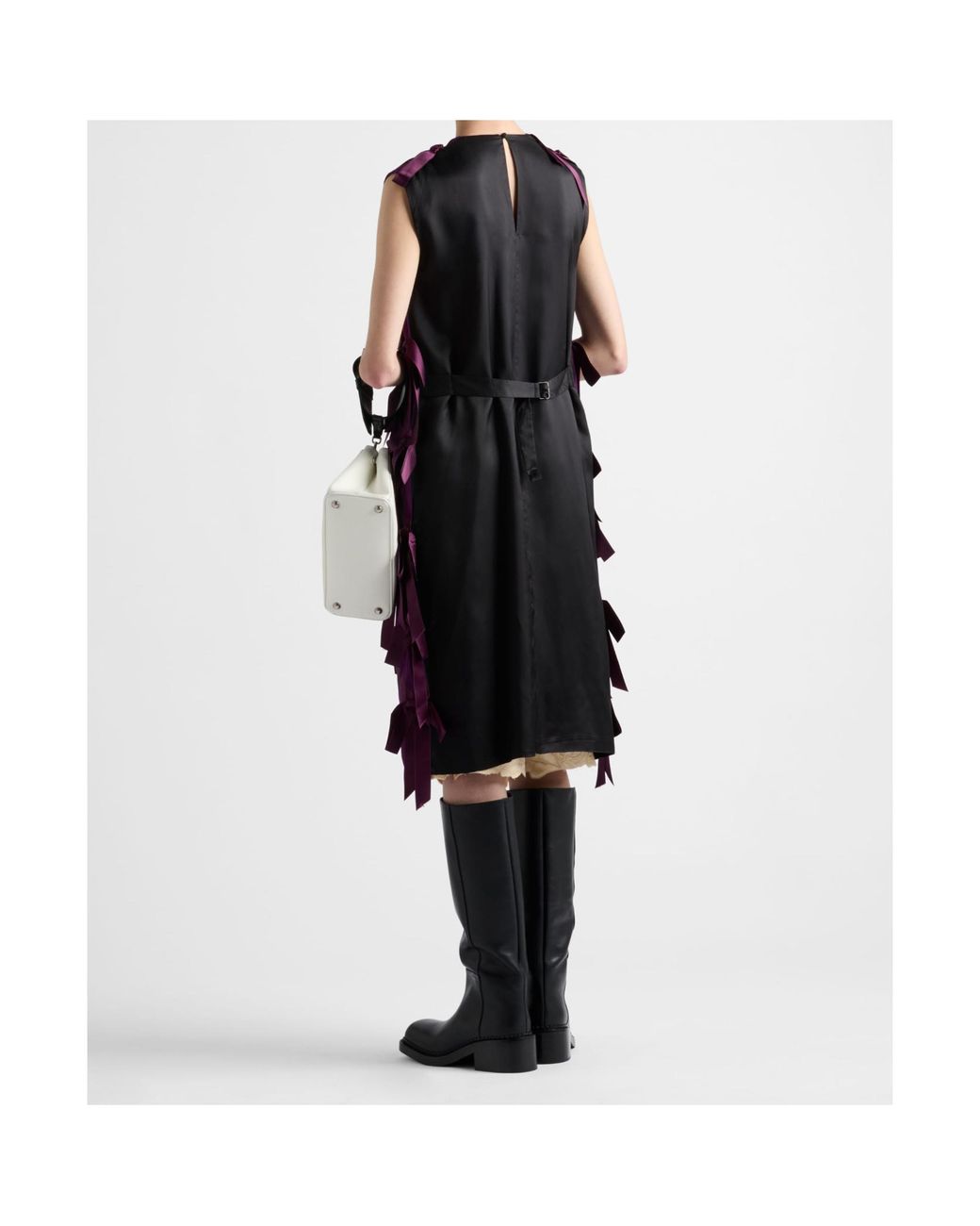 Prada Purple Bow Embellished Crewneck Dress