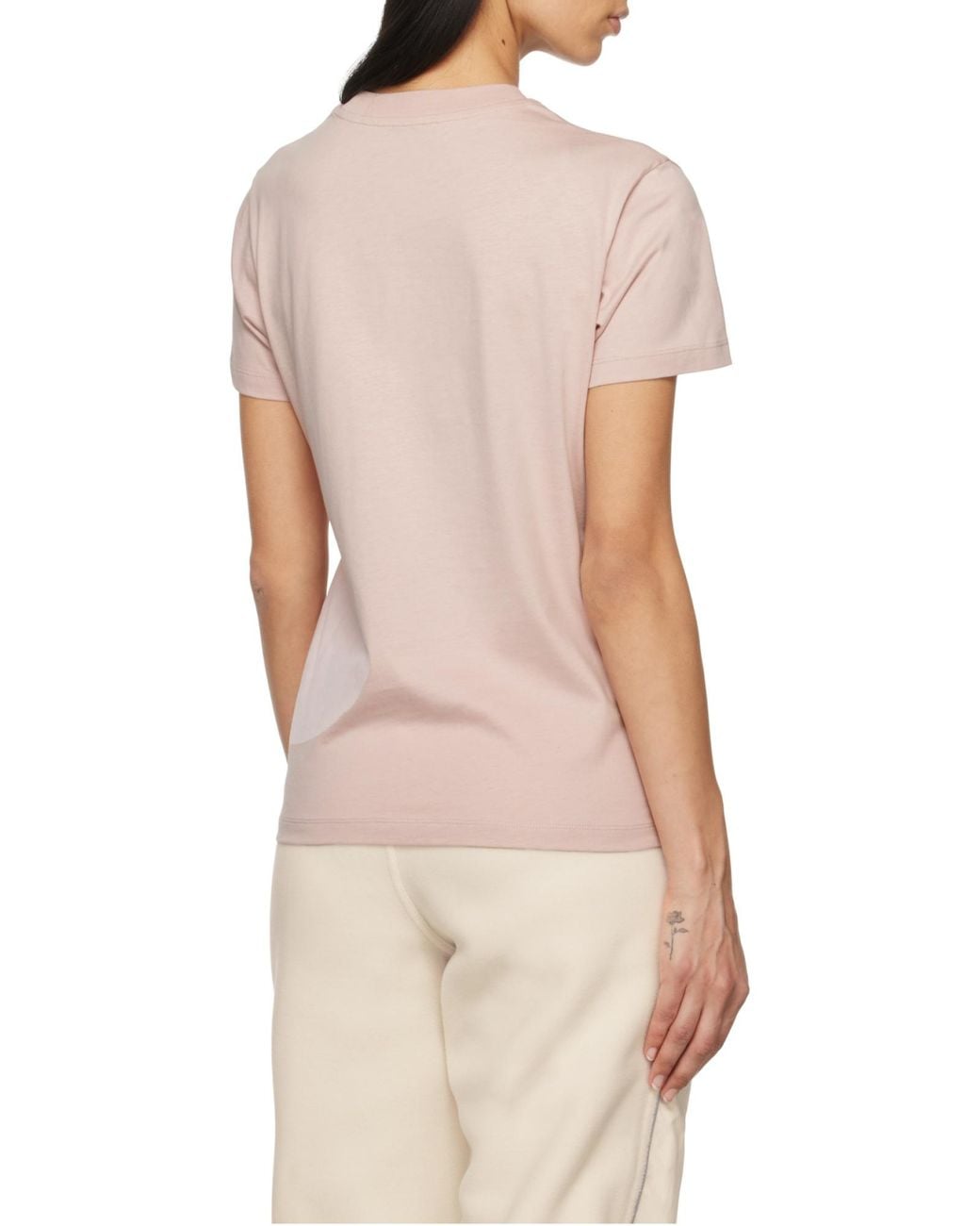 Moncler Pink Logo Embroidered Crewneck T-Shirt