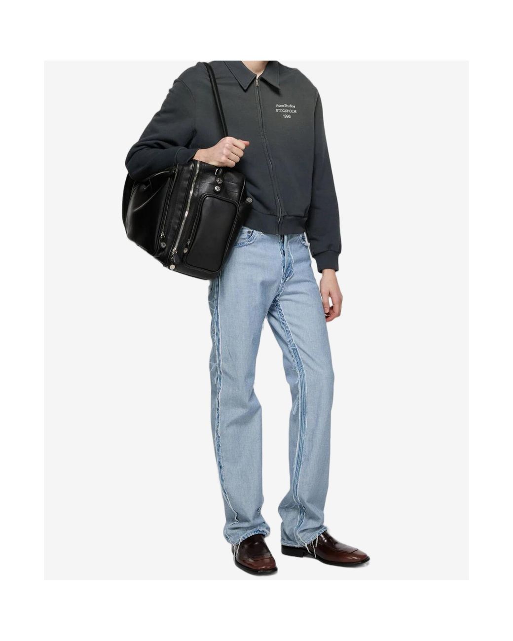 Acne Blue Zip-Up Cardigan for men