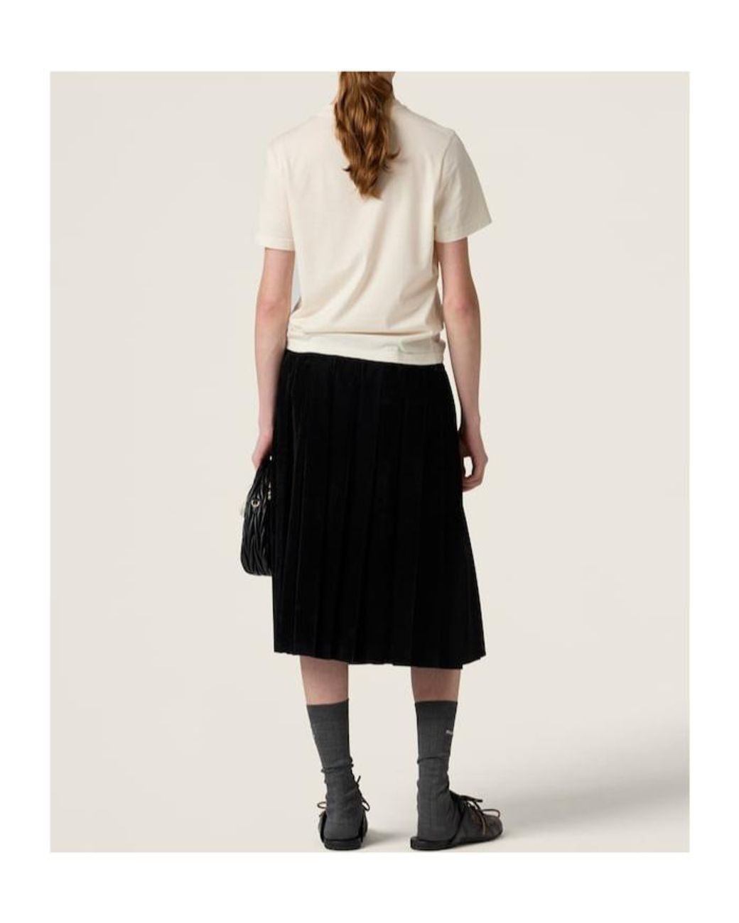 Miu Miu Logo T-Shirt With Rhinestones in Natural | Lyst