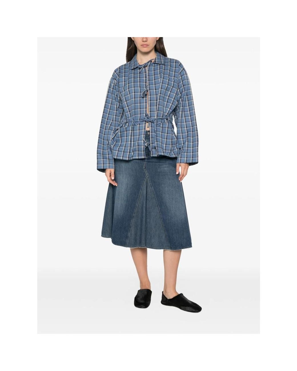Baserange Blue Long-Sleeve Plaid Shirt