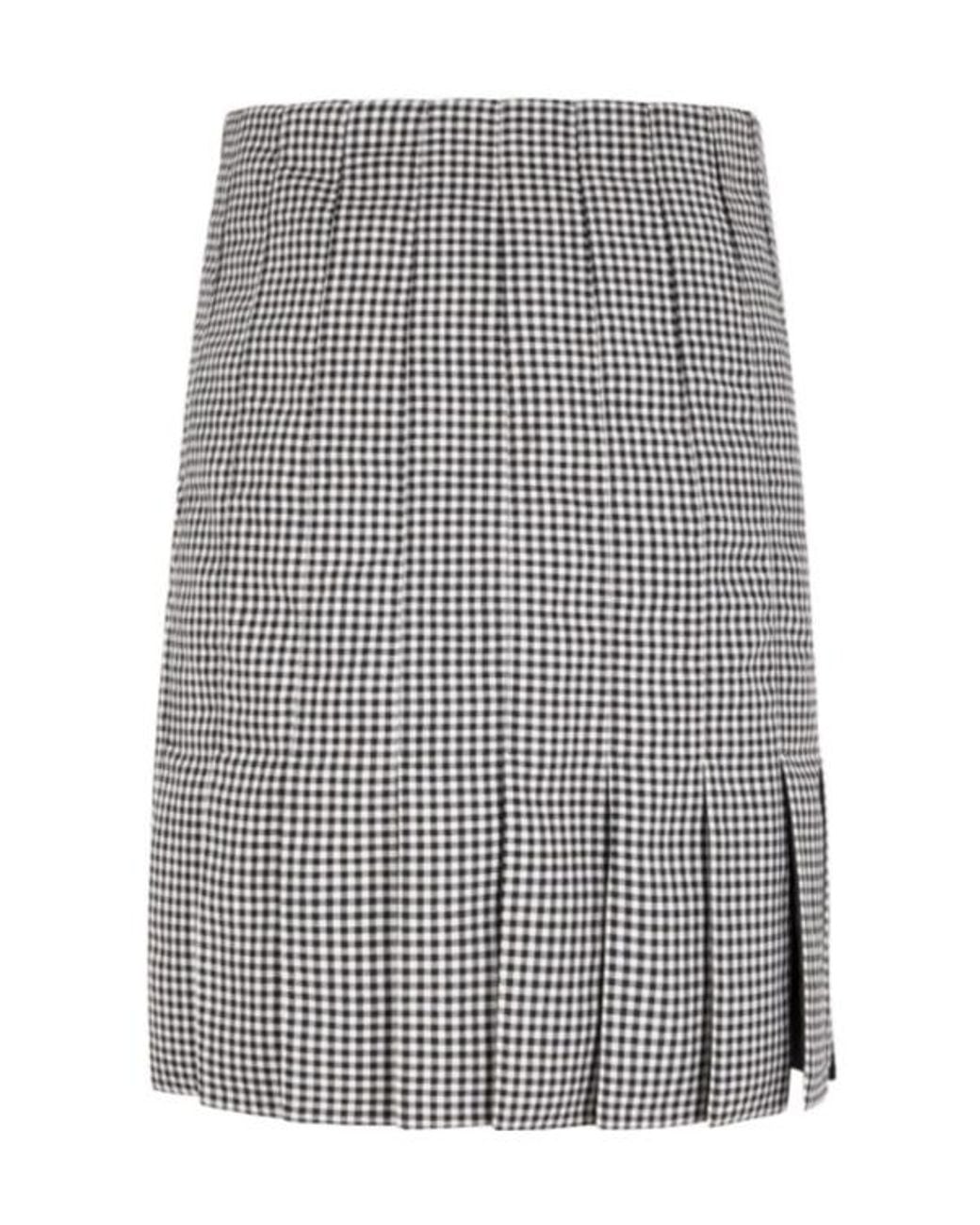 Ferragamo Gray Ferragamo Pleated Checked Skirt