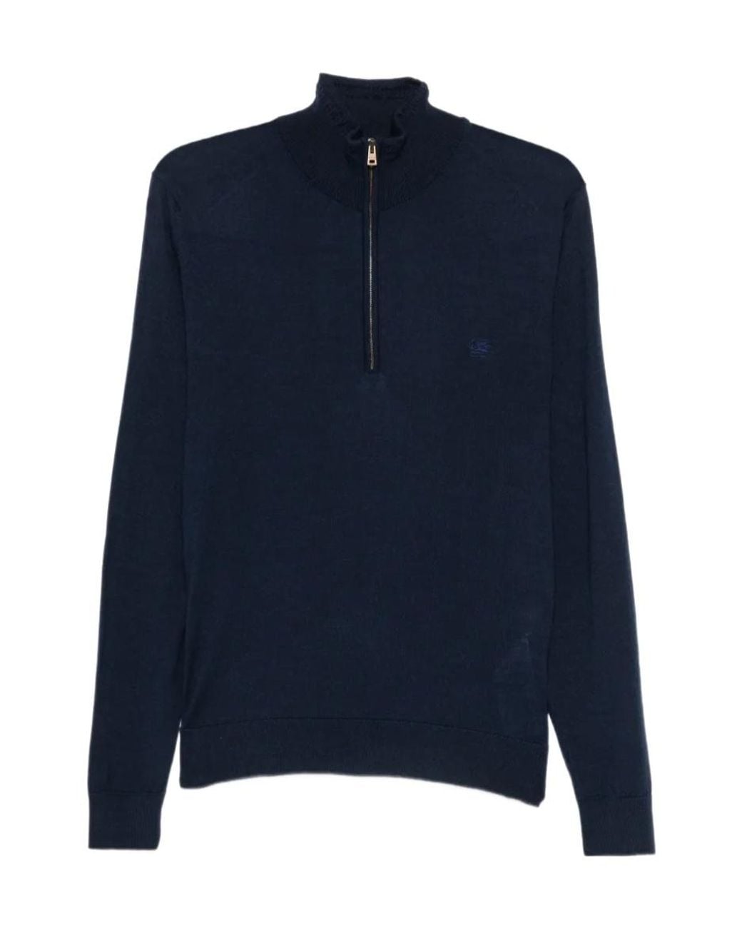 Etro Blue Half-Zip Knitted Sweater for men