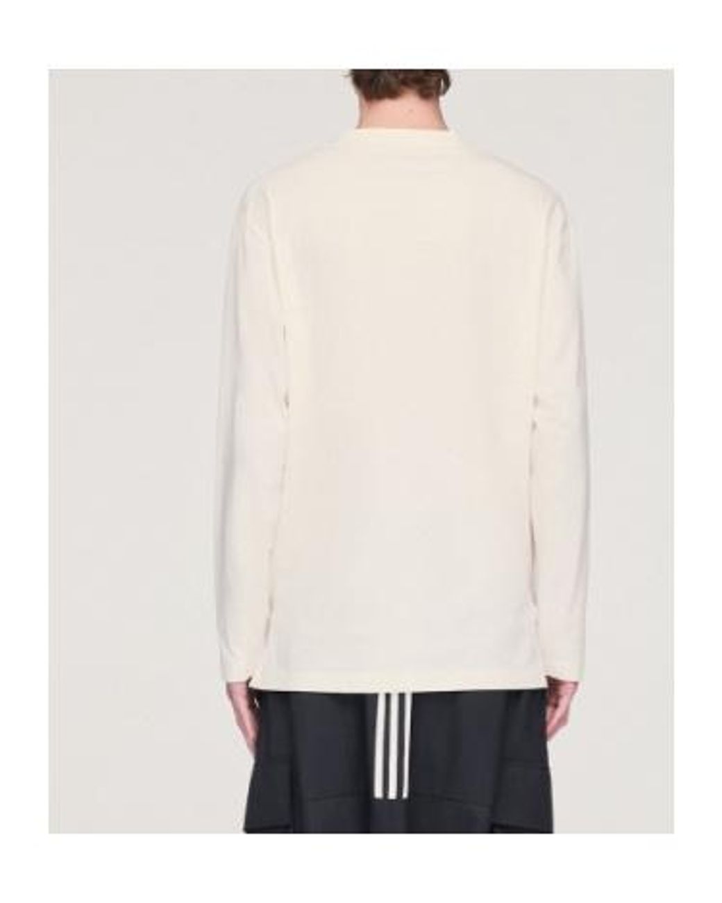 Y-3 White ロゴプリントクルーネックTシャツ for men