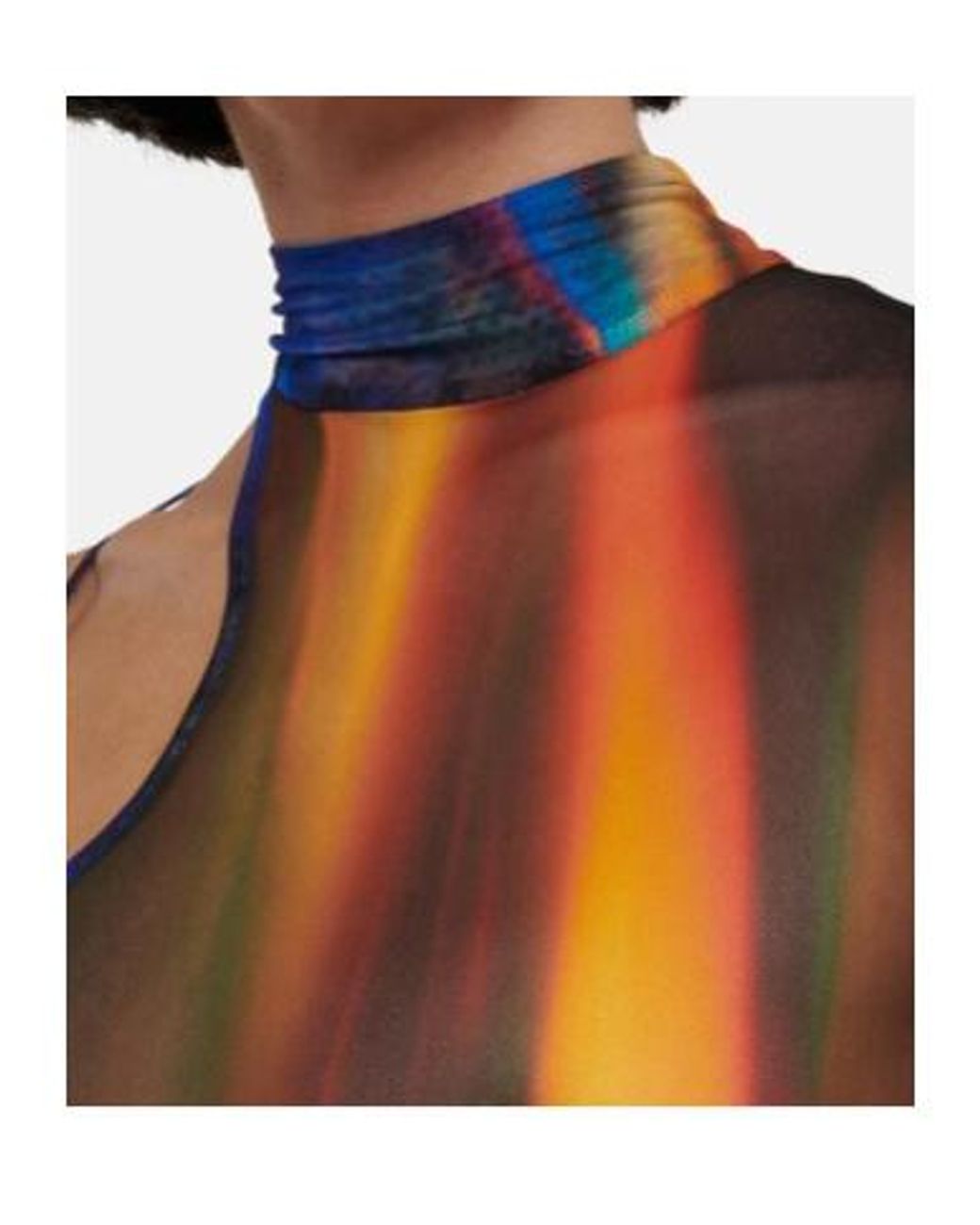 David Koma Blue One-Shoulder Printed Mesh Minidress