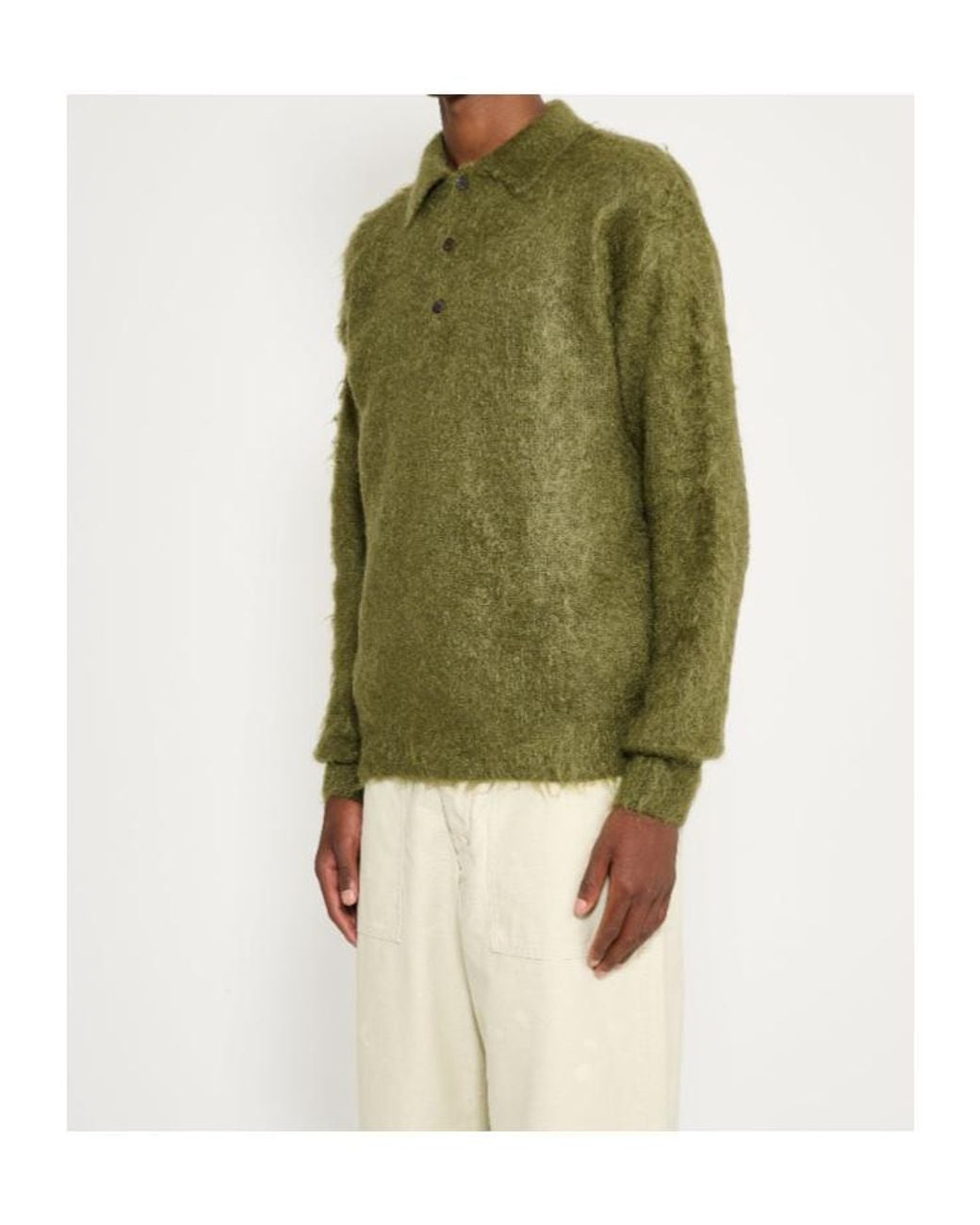 Auralee Green Brushed Mohair Polo Knitwear for men