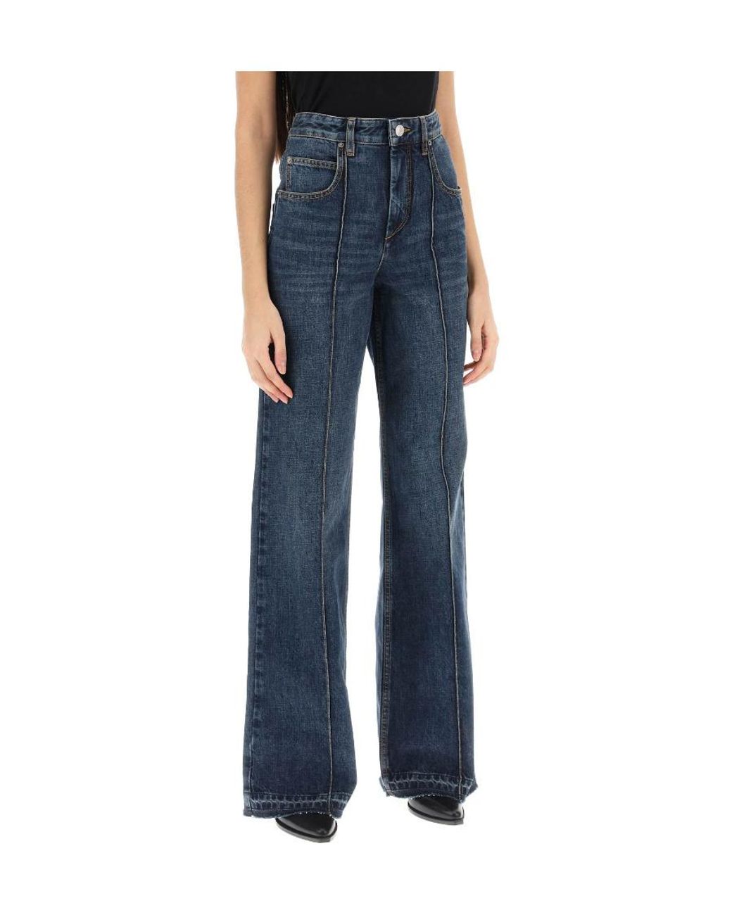Isabel Marant Blue Noldy Logo-Patch Jeans