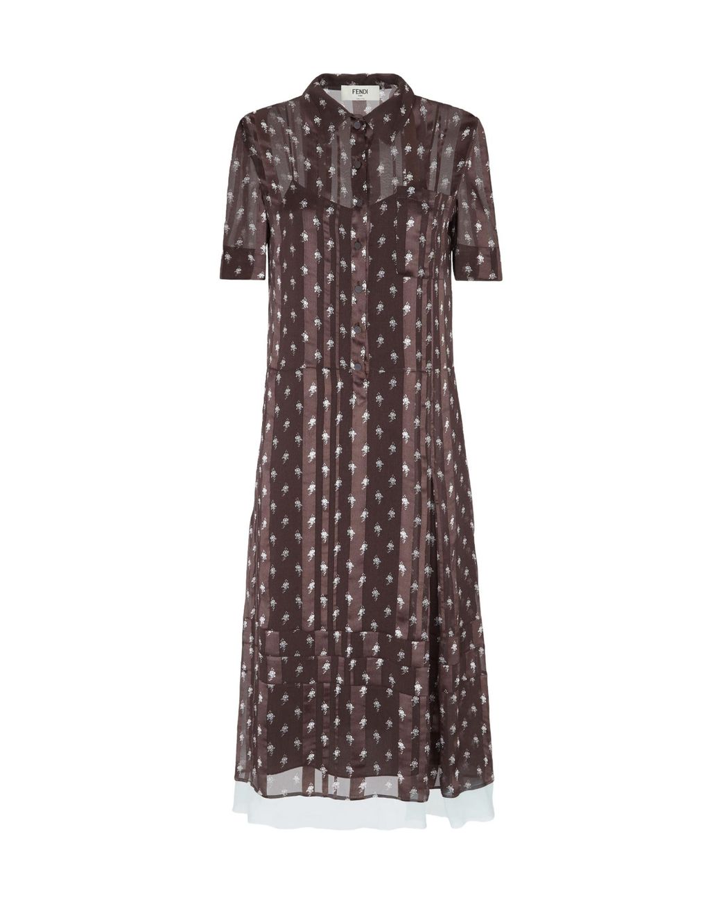 fendi chiffon dress Floral Printed Short Sleeved Shirt in Brown Pink & White Hawaiian Sleeve length type:Long Grazia chiuri ProductID: 107412 Fastened with buttons on