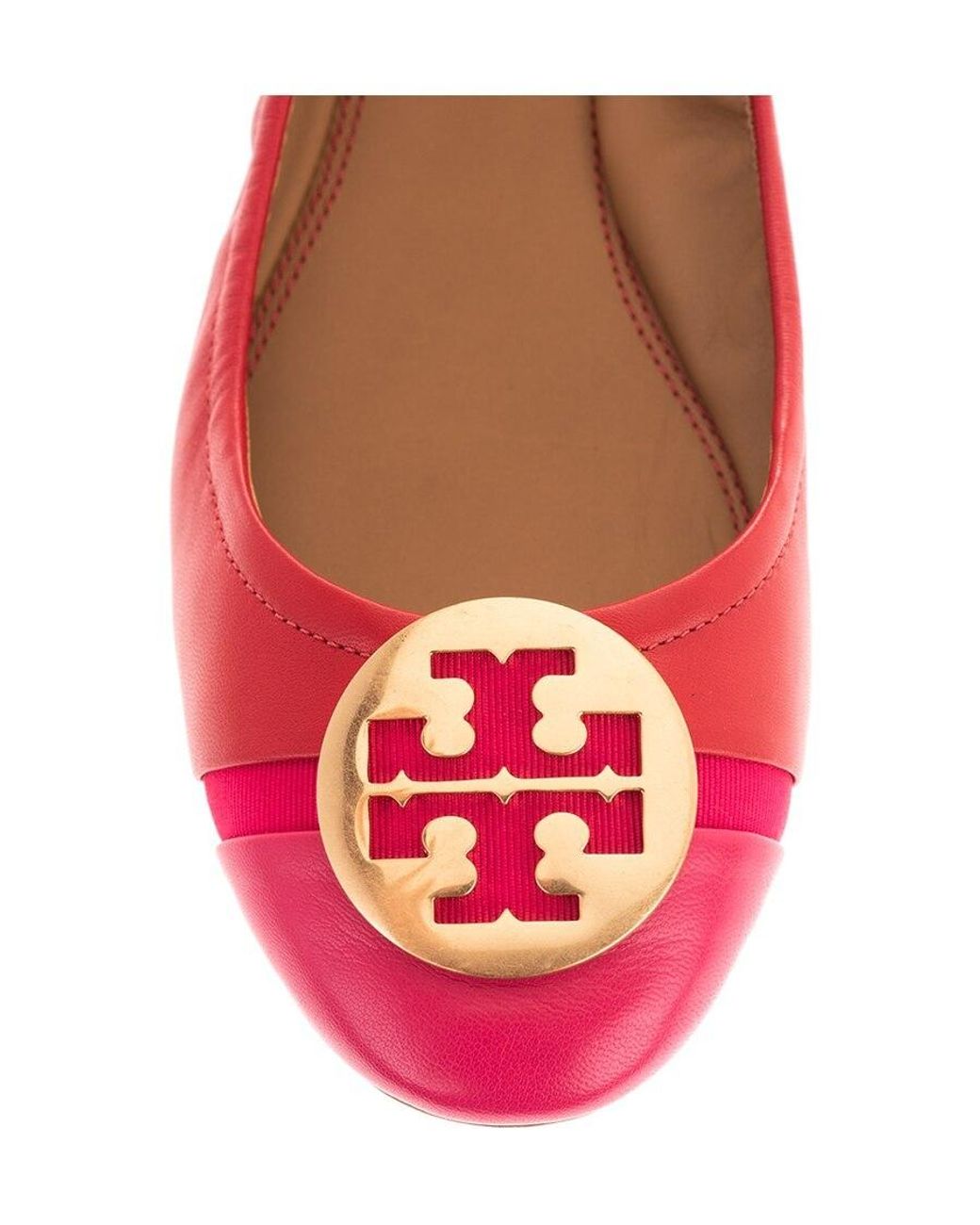 Tory Burch Pink Logo Plaque Ballerina Shoes