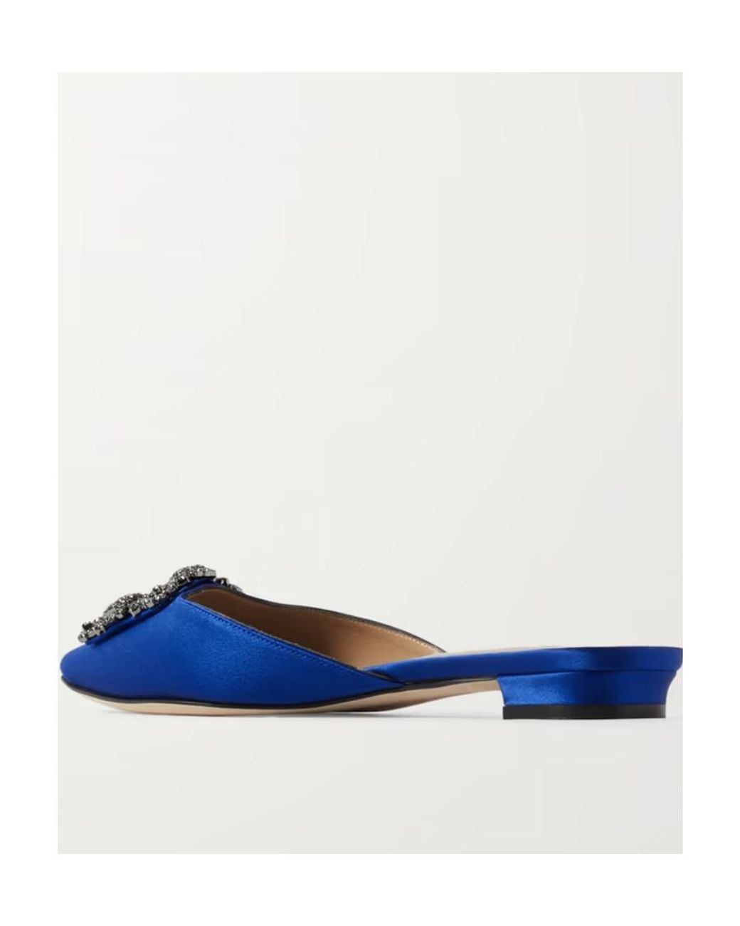 Manolo Blahnik Blue Hangisi Crystal Embellished Slippers