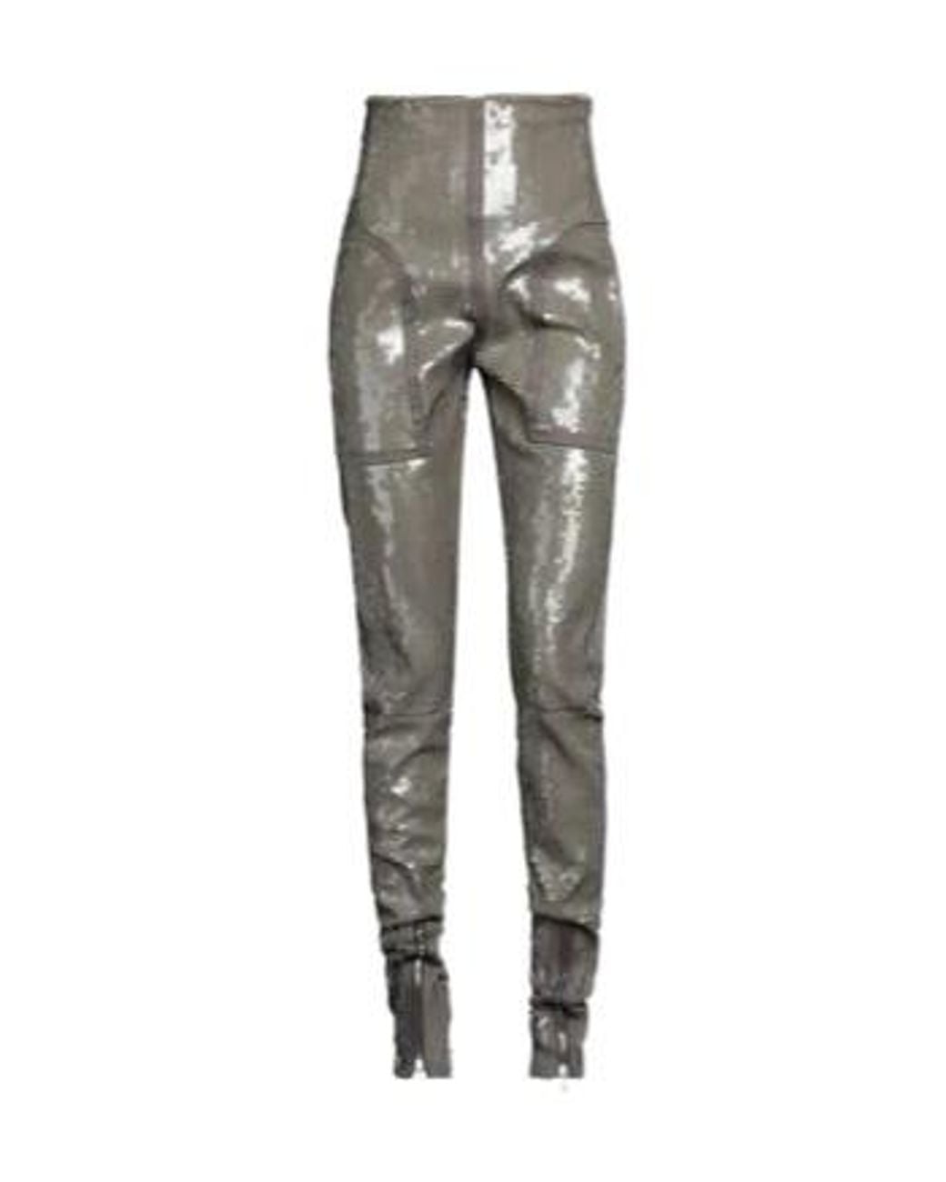 Rick Owens Gray Sequined Decorated Trousers