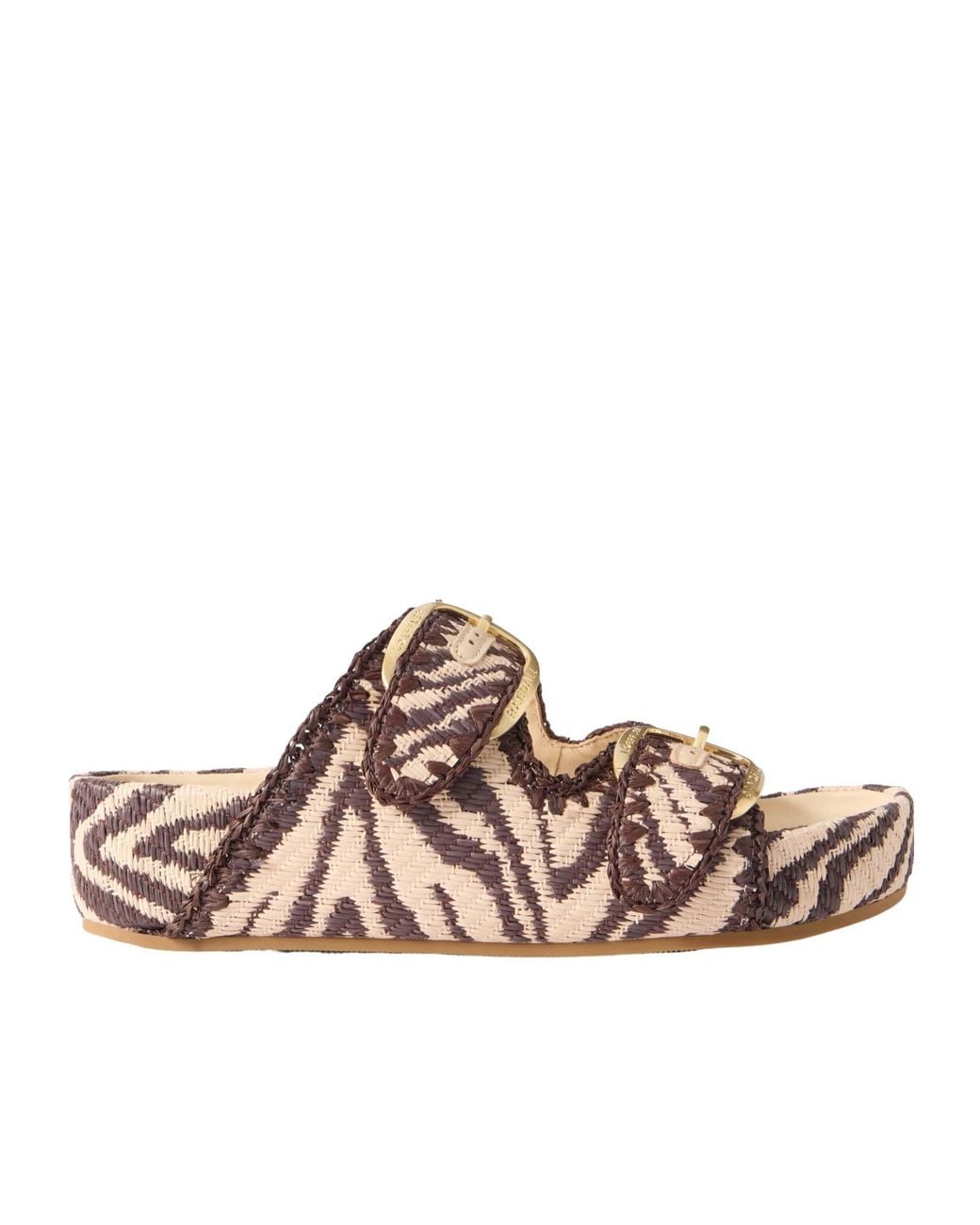 Loeffler Randall Brown Nico Striped Raffia Sandals