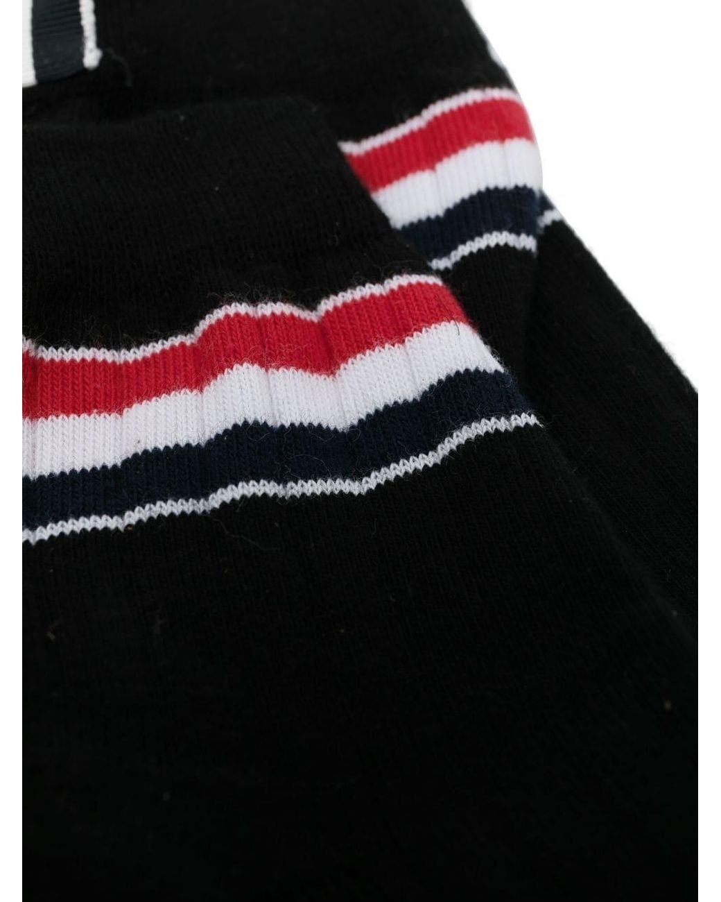 Thom Browne Black Striped Rib-Knit Socks for men