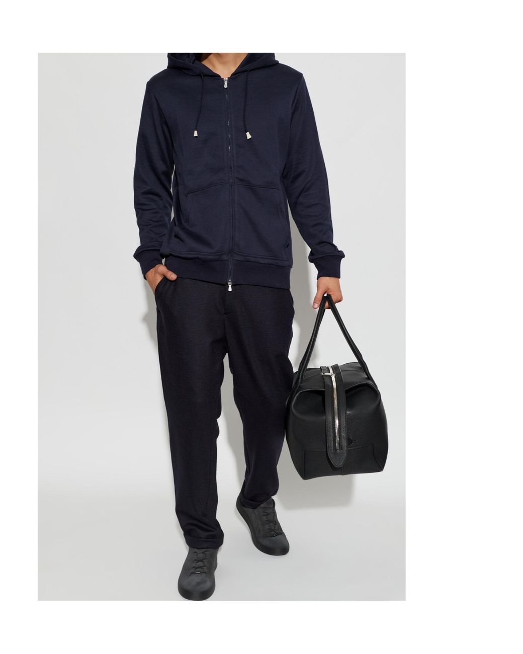 Eleventy Blue Zip-Up Hoodie for men
