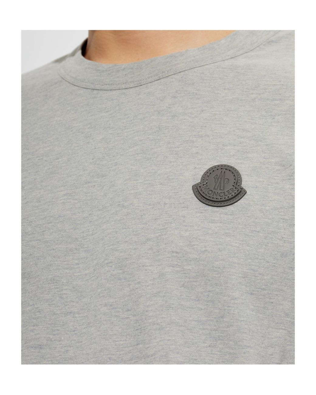 Moncler Gray Logo Patch Crew-Neck T-Shirt for men
