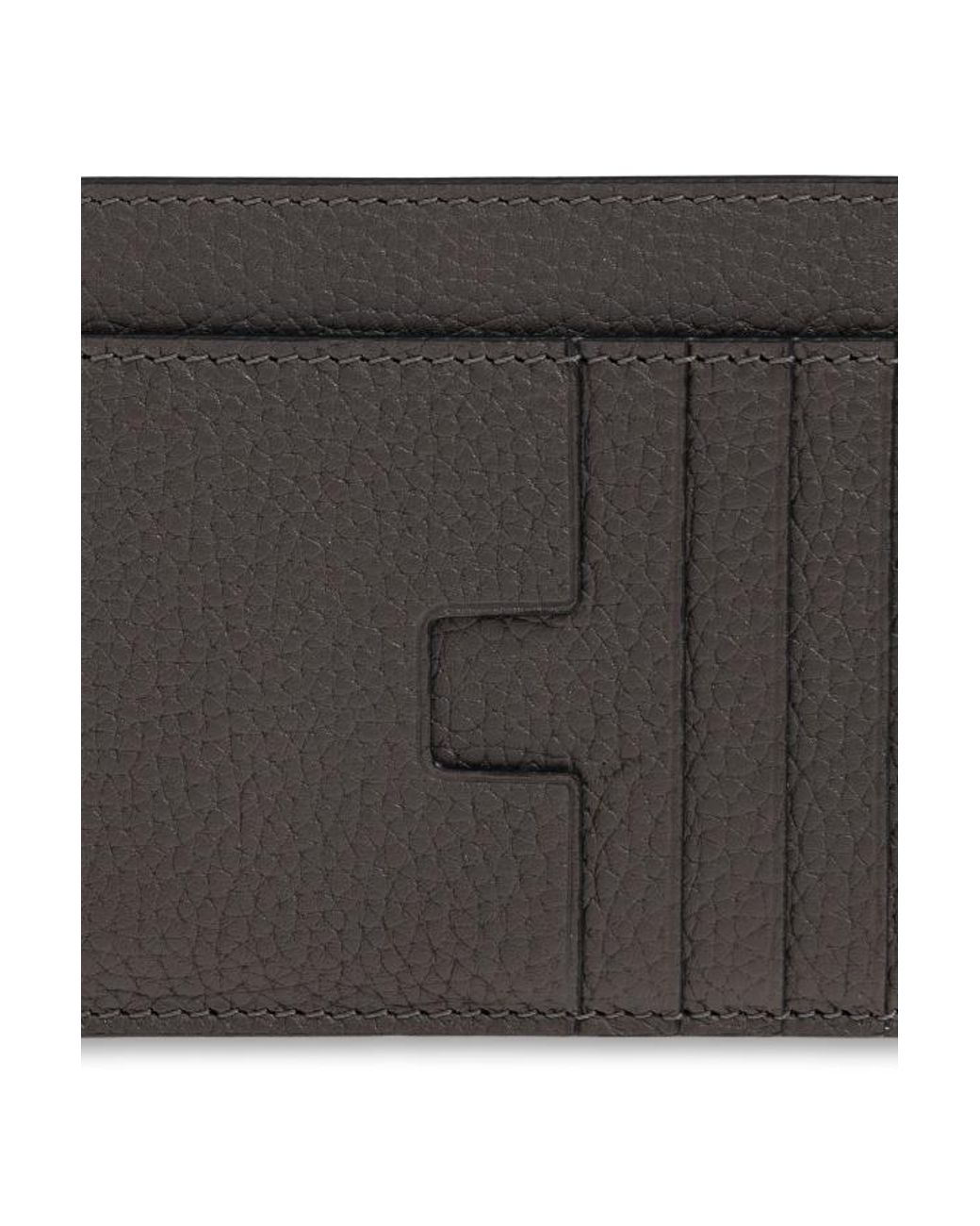 Tom Ford Gray T-Line Grained Leather Cardholder for men