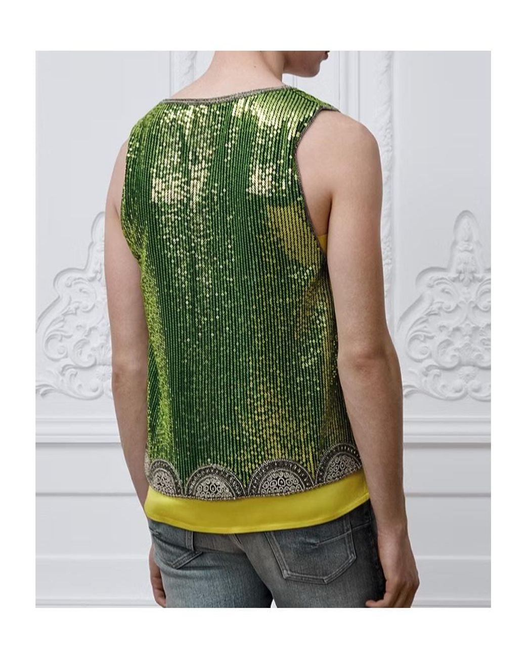 Dior Green Sleeveless Top With Sequins for men