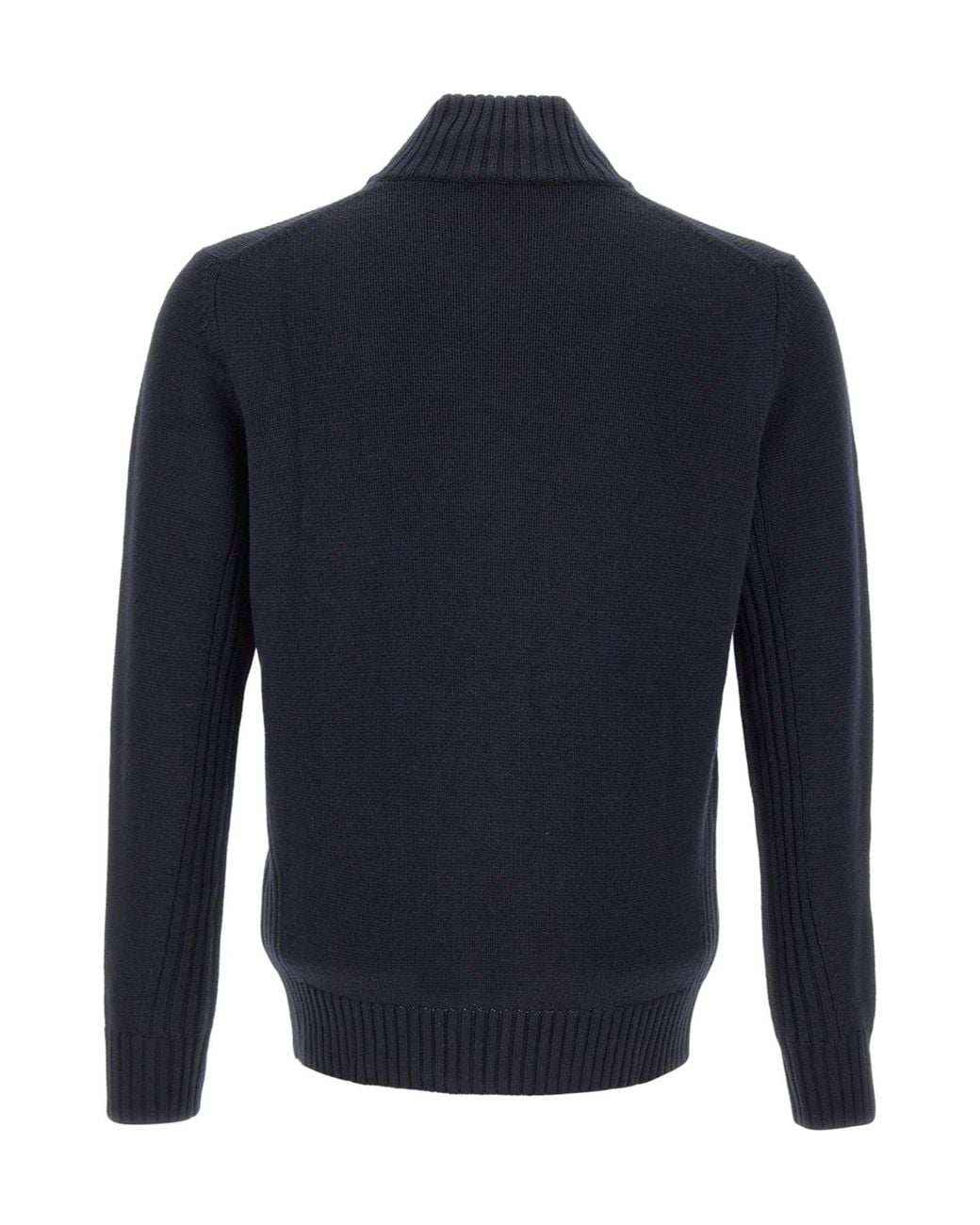 Kangra Cashmere Blue Kangra Ribbed Zip Stand-Collar Cardigan for men