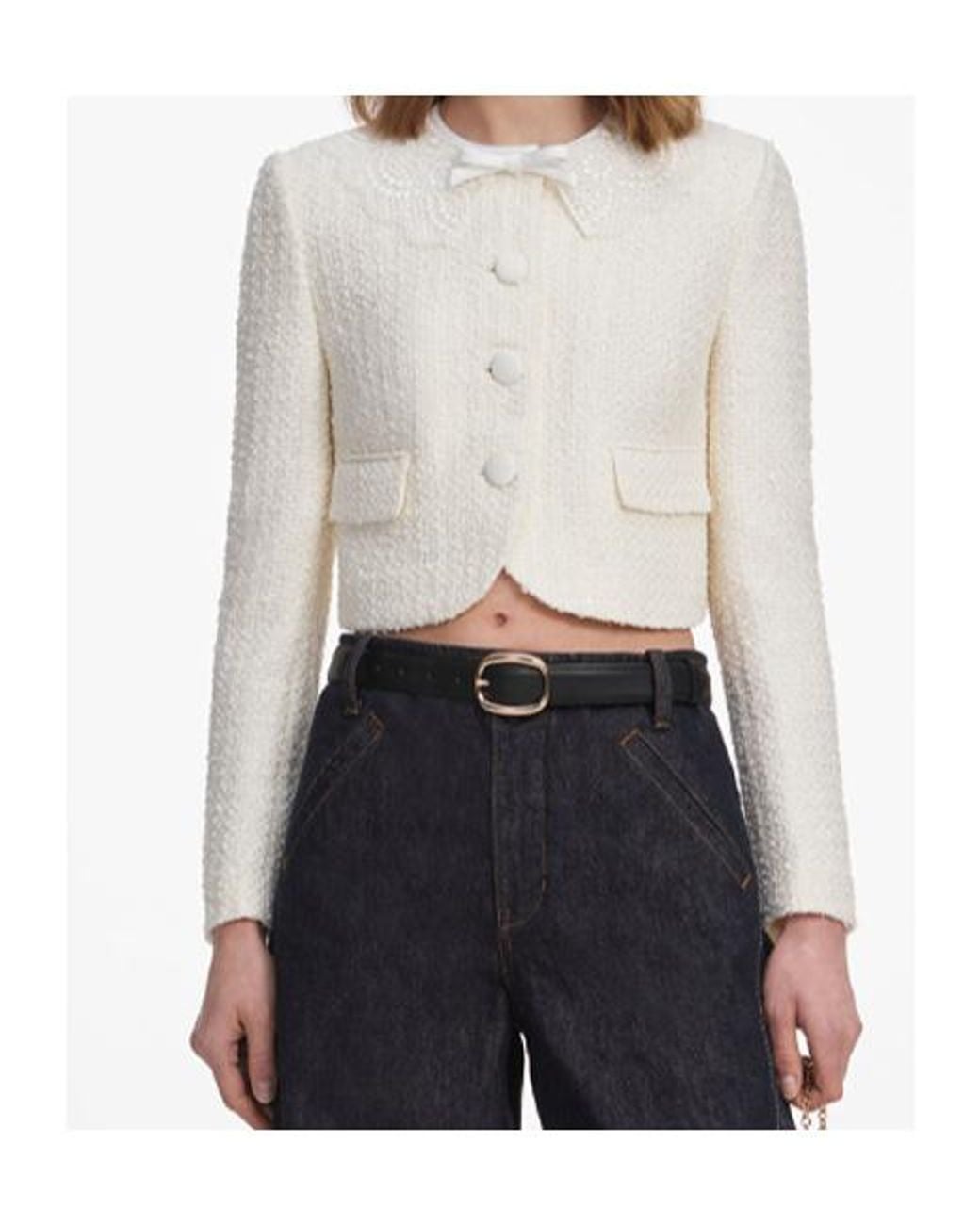 Self-Portrait White Boucle Lace Collar Jacket