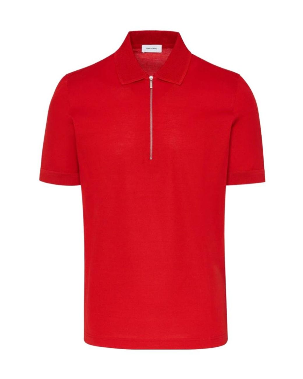 Ferragamo Red Zip Collar Polo Shirt for men