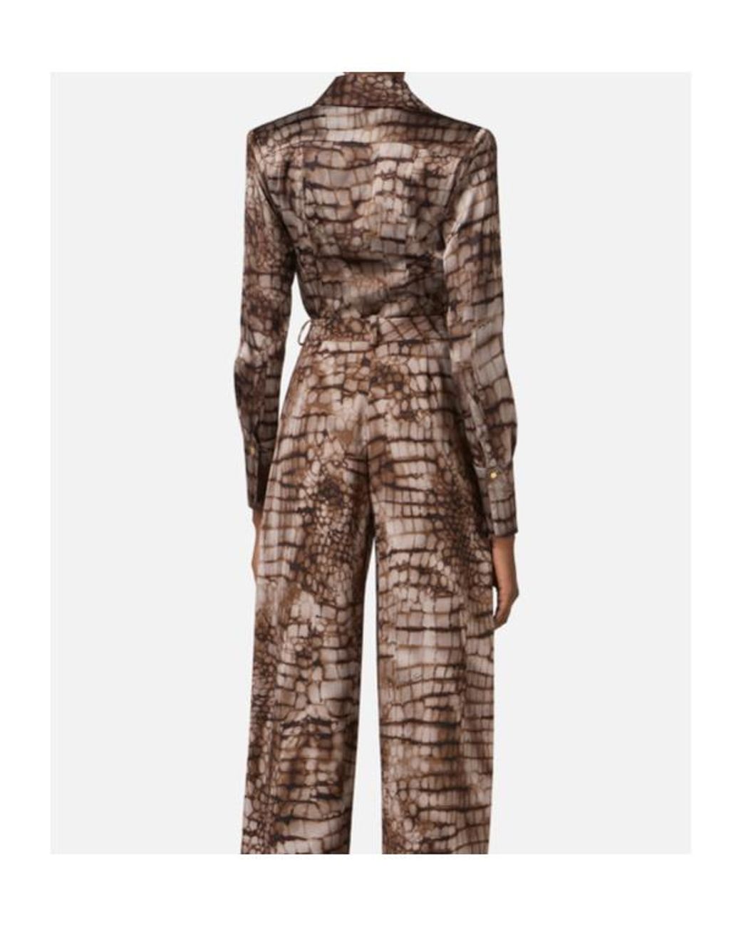 Elisabetta Franchi Brown Printed Satin Shirt
