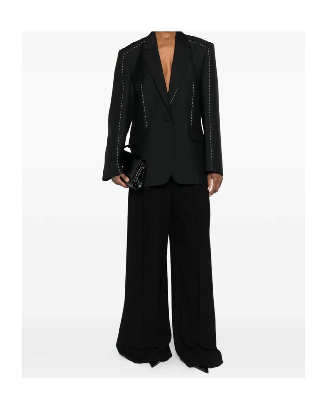 Rohe Black Contrast-Stitching Single-Breasted Blazer