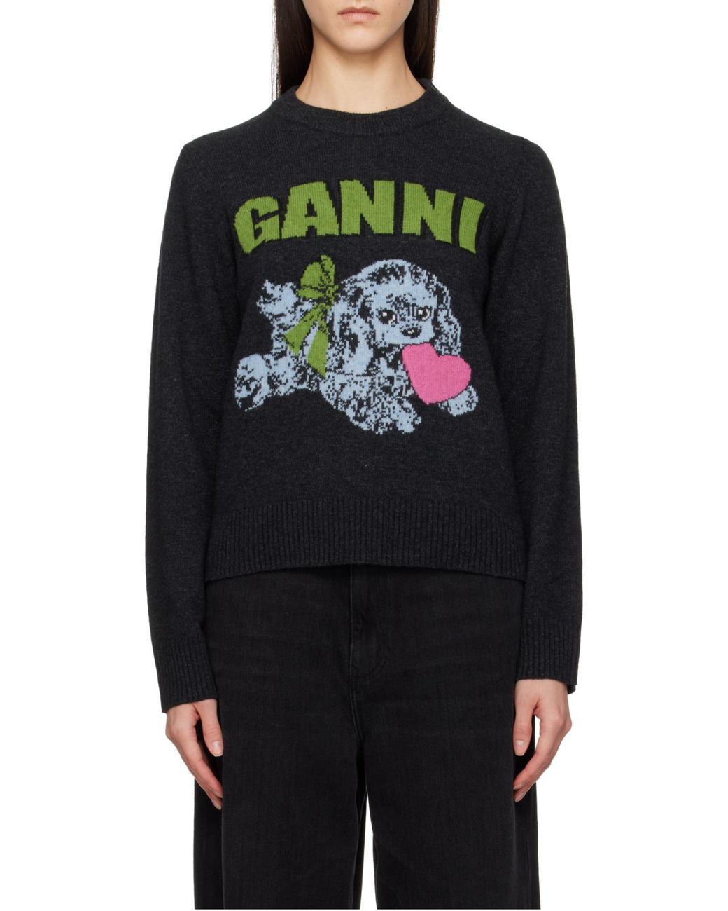 Ganni Blue Round-Neck Knitwear