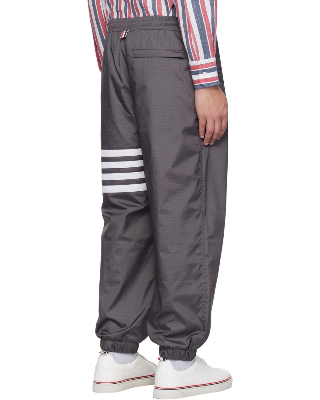 Thom Browne Gray Four-Bar Stripe-Detail Track Trousers for men