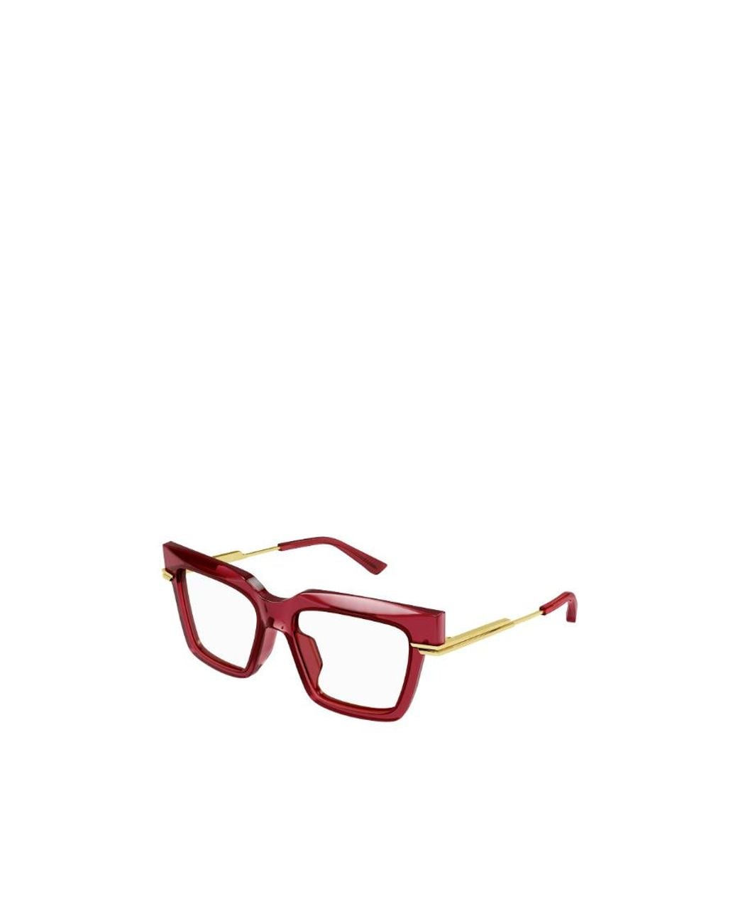 Bottega Veneta Red Eyewear Square Frame Glasses