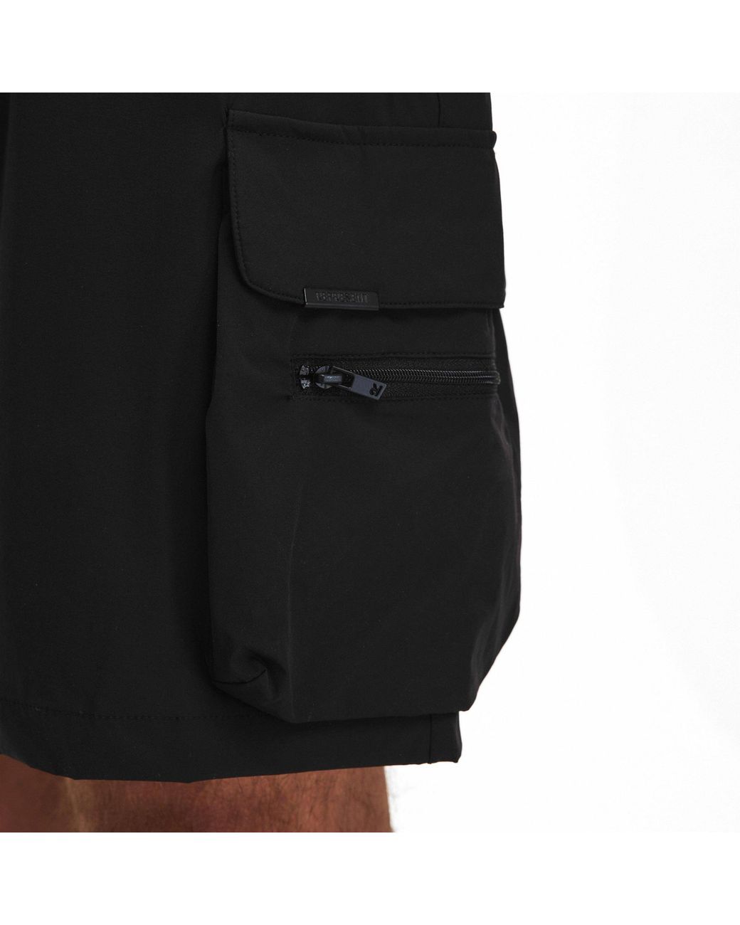 Represent Black Minimalist Cargo Shorts for men
