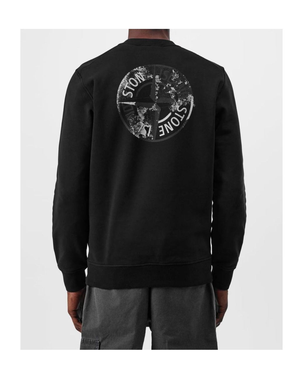 Stone Island Black Dial Logo Sweatshirt for men