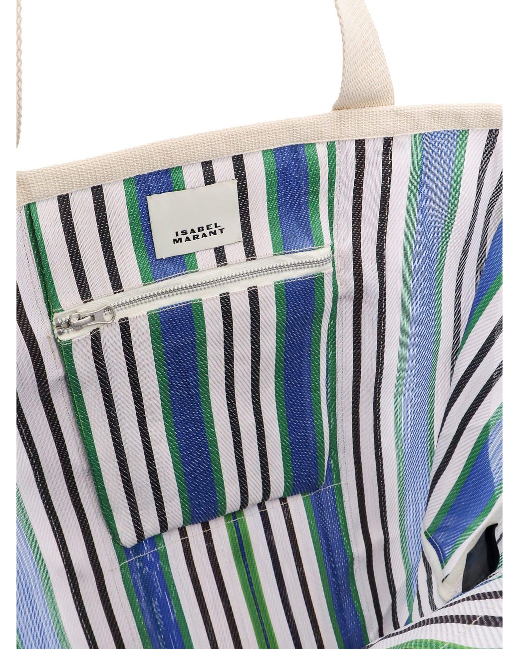 Isabel Marant Blue Darwen Striped Top Handle Bag