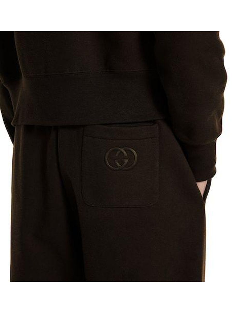 Gucci Black Brushed Jersey Jogging Pants for men