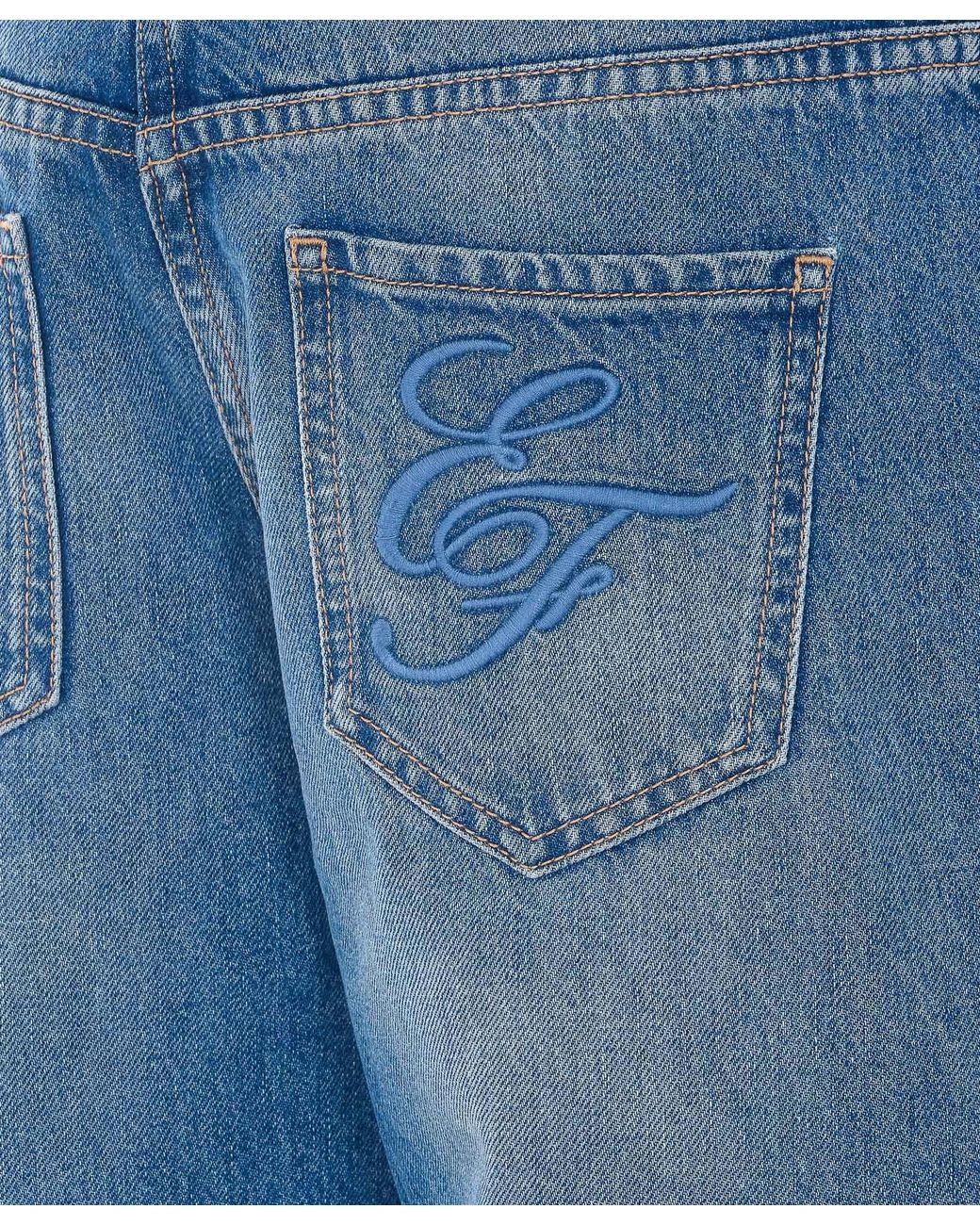 Elisabetta Franchi Blue Belt Logo Jeans