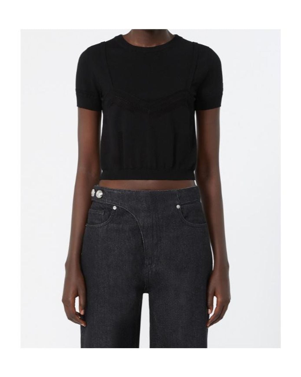 Sportmax Black Short-Sleeved Knit Top