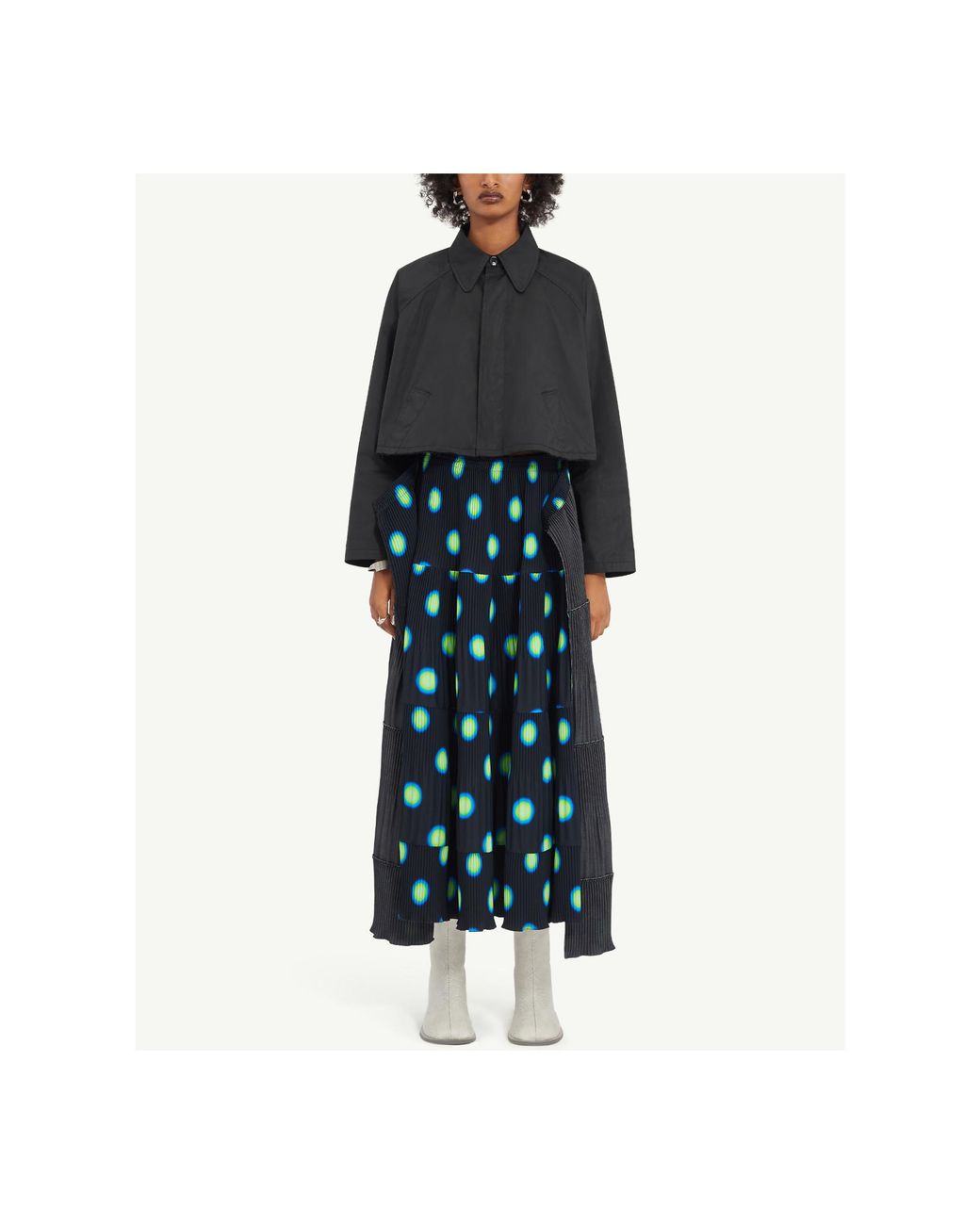 MM6 by Maison Margiela Black Raw-Cut Hem Cropped Jacket
