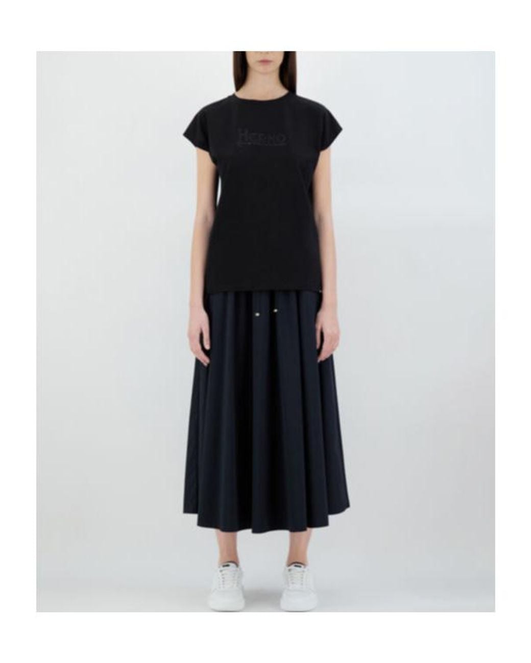 Herno Black Logo Embellished Crewneck T-Shirt