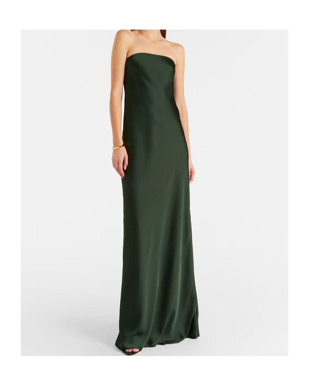 Norma Kamali Green Strapless Satin Gown