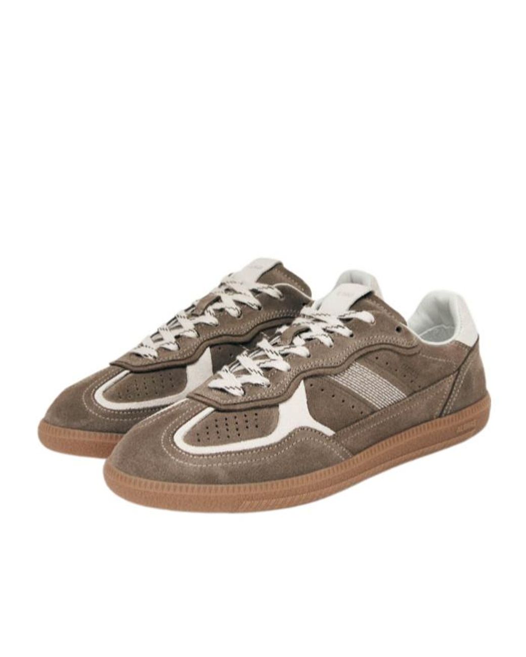 Alohas Brown Topstitched Low-Top Sneakers