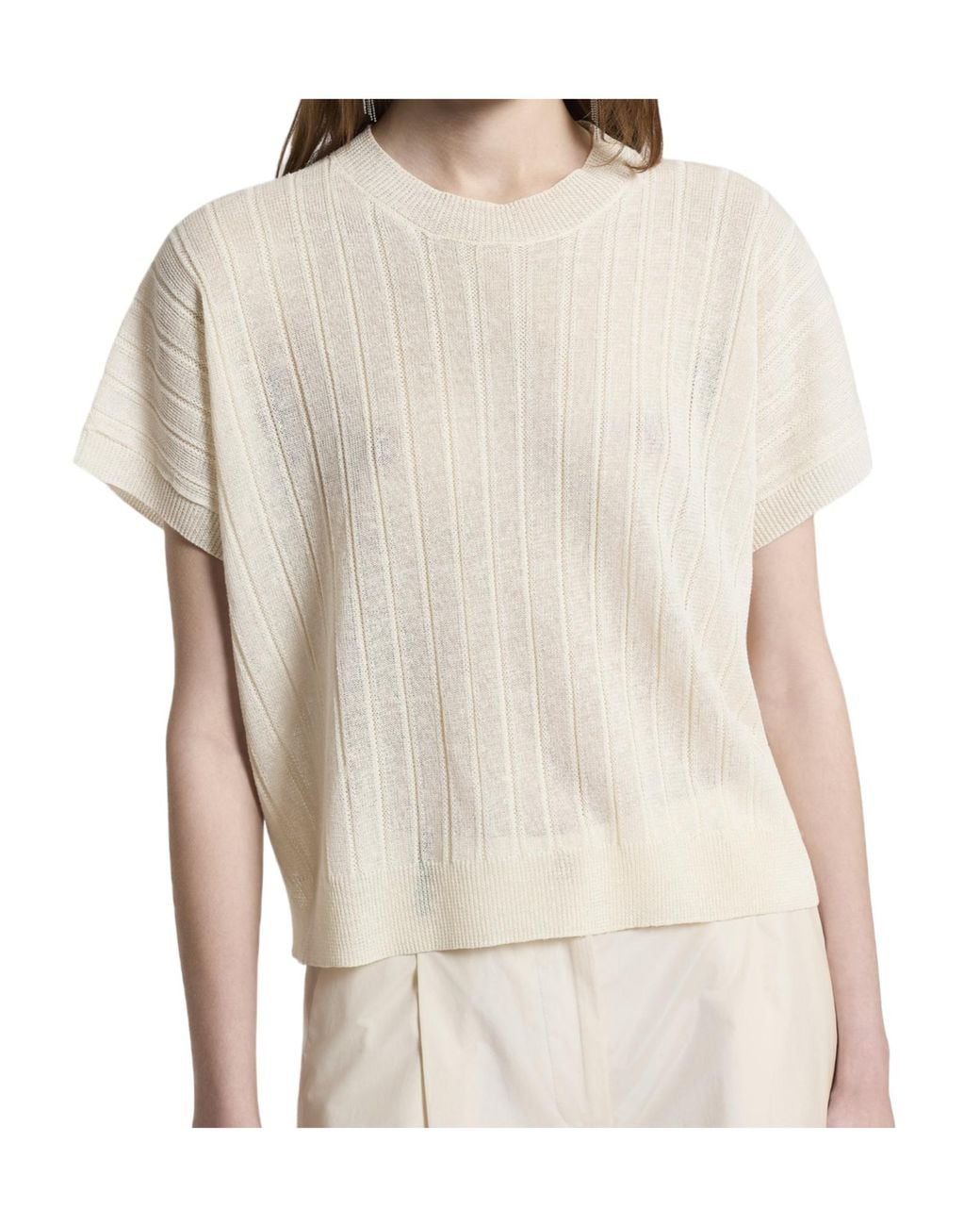 Peserico White Short-Sleeved Crewneck Jumper