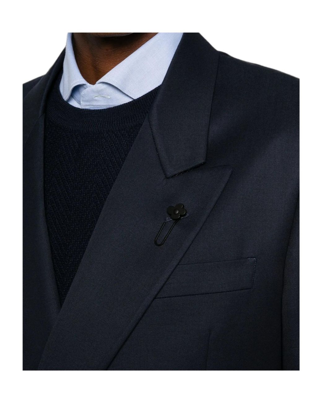 Lardini Blue Double-Breasted Peak-Lapel Jacket for men