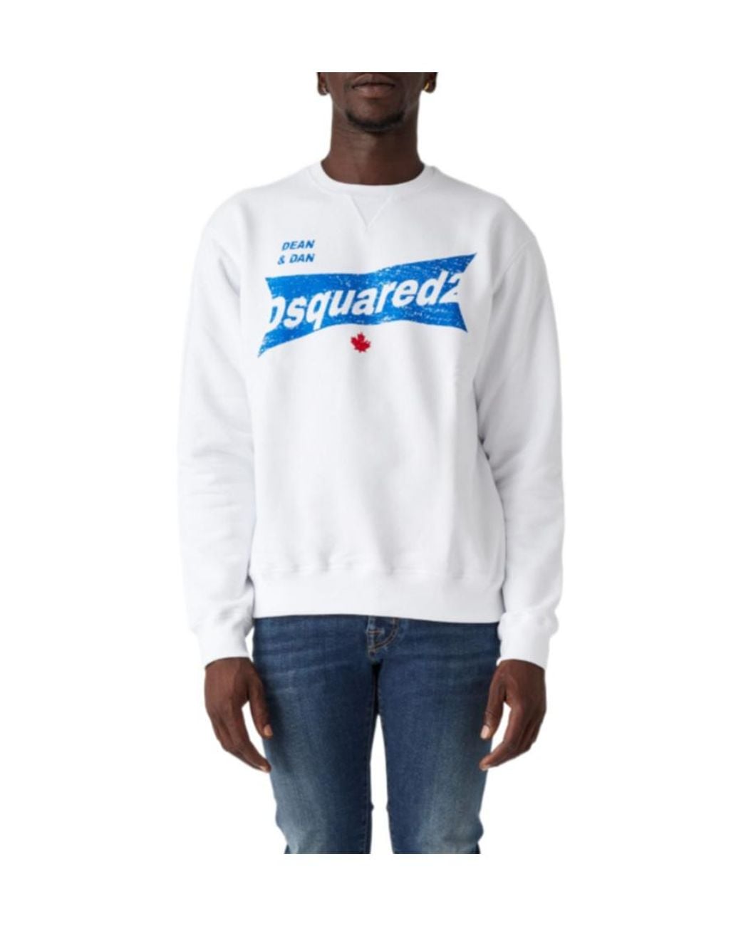 DSquared² White Logo-Printed Crewneck Sweatshirt for men