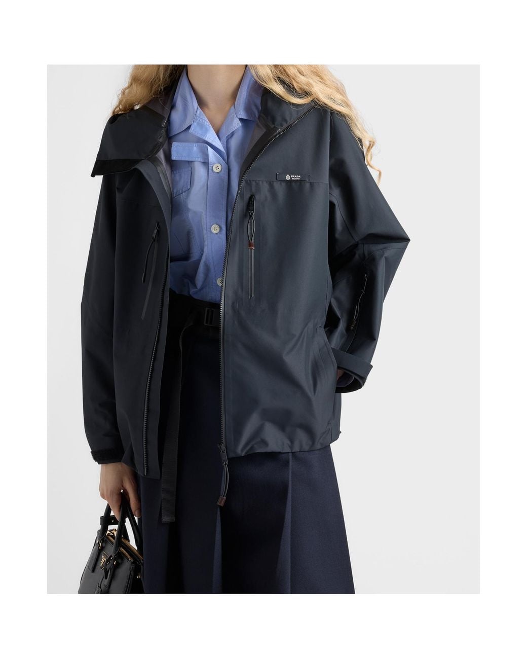Prada Blue Zip-Up Hooded Jacket
