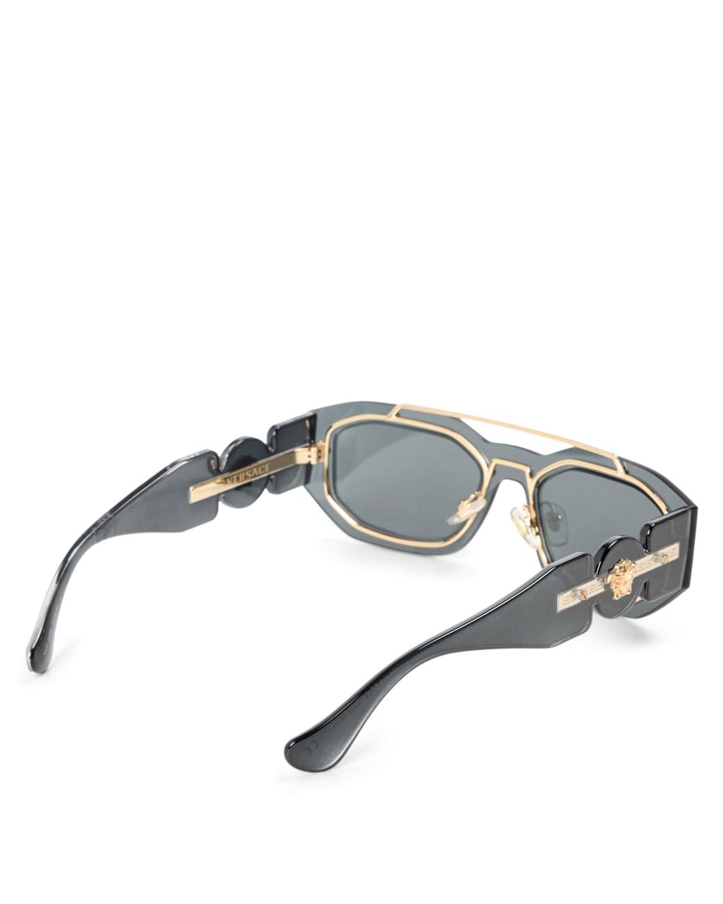 Versace White Narrow-Frame Double-Layer Design Sunglasses for men