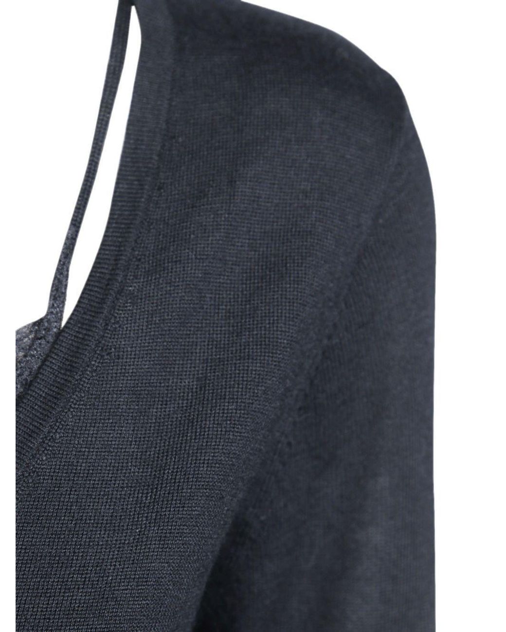 Pinko Blue Lace-Trim Tie-Neck Sweater