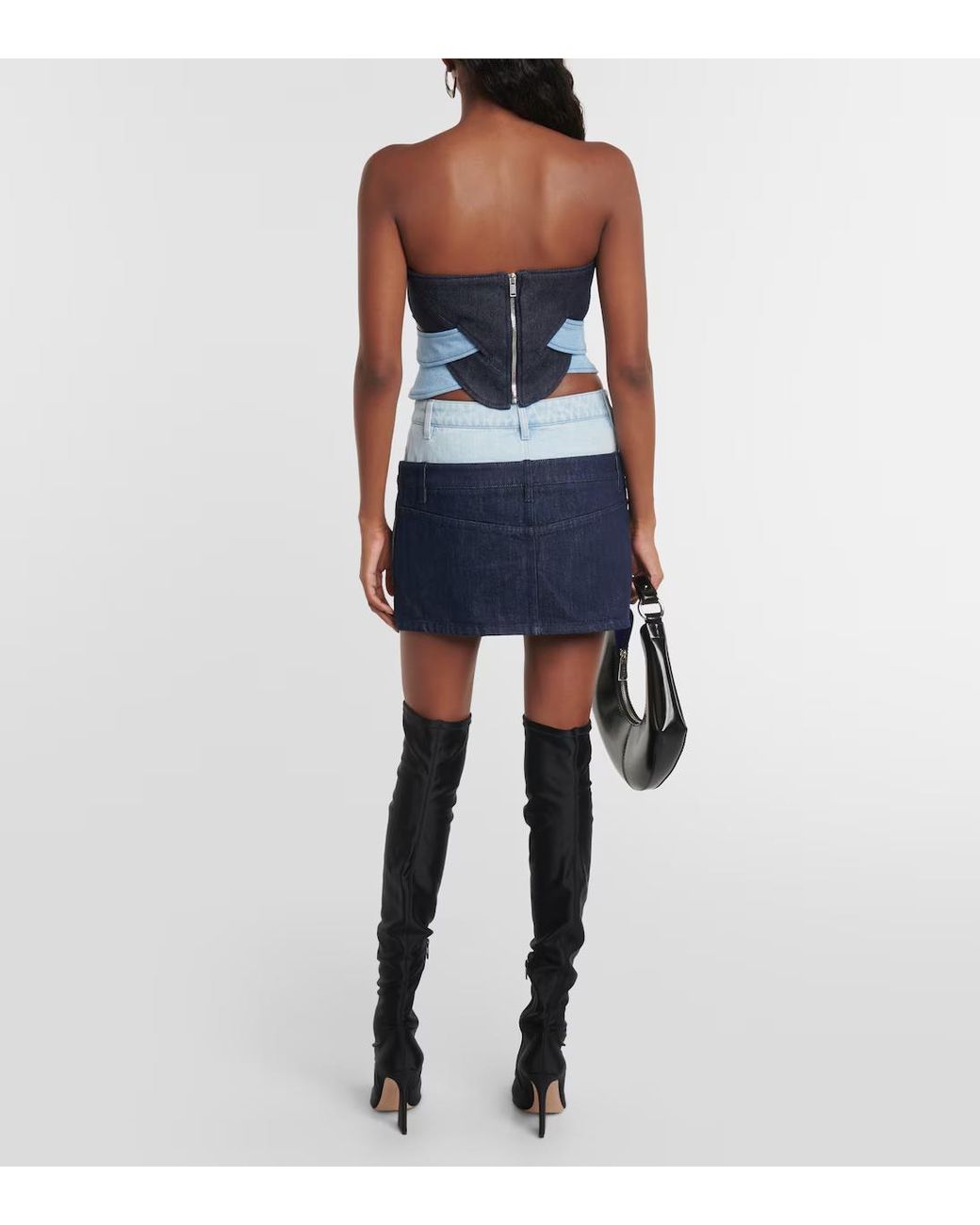 Dion Lee Blue Strapless Cowgirl Tank Top