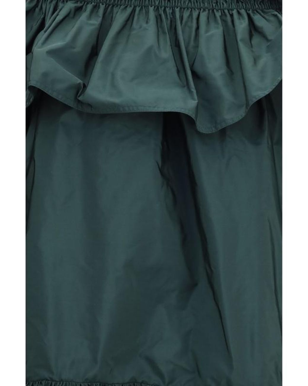 Saint Laurent Green Off-Shoulder Ruffled Dress